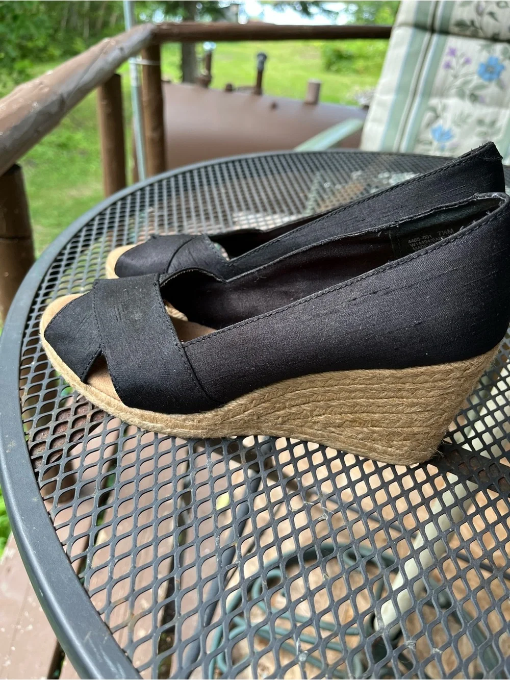 G.H. Bass & Co. Black Crisscross Peep-Toe Wedges
